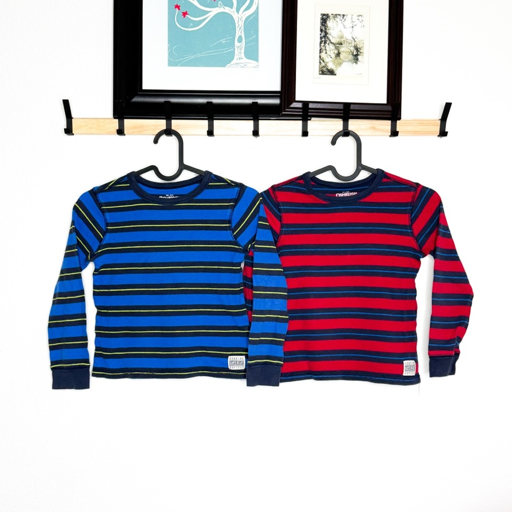 OshKosh Boys Long Sleeve Thermal Shirts Bundle Striped Size 7